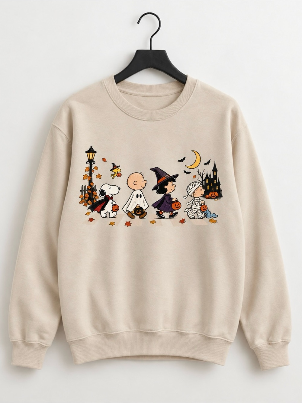 Peanuts Abbey Road Halloween Cream Spooky Fall Aesthetic Sweatshirt
